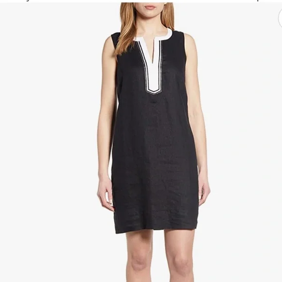 knee length dresses for ladies Tommy Bahama Palm-A-Dora Sleeveless Sheath Dress Black  Dan's Southern Prep